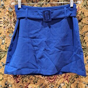 NWT new with tag mini belted mazarine blue skirt with zipper in back